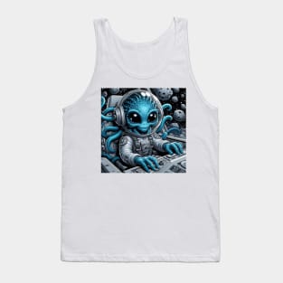 blue extraterrestrial driving his spaceship Tank Top